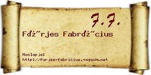 Fürjes Fabrícius névjegykártya